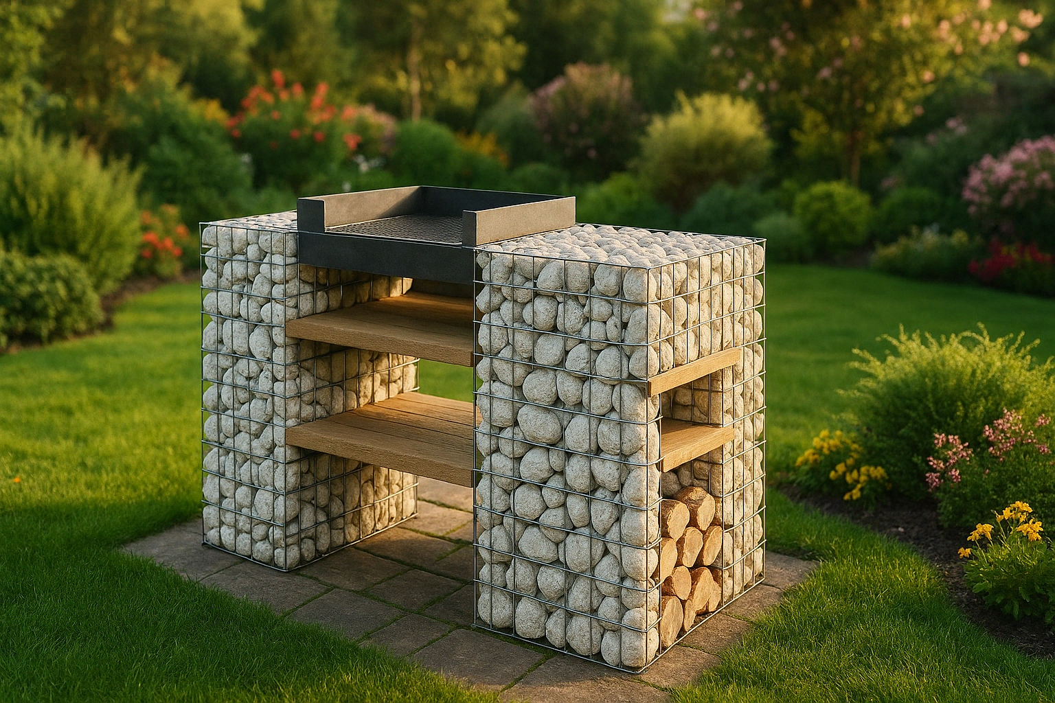 Gabions Barbecue double pilier